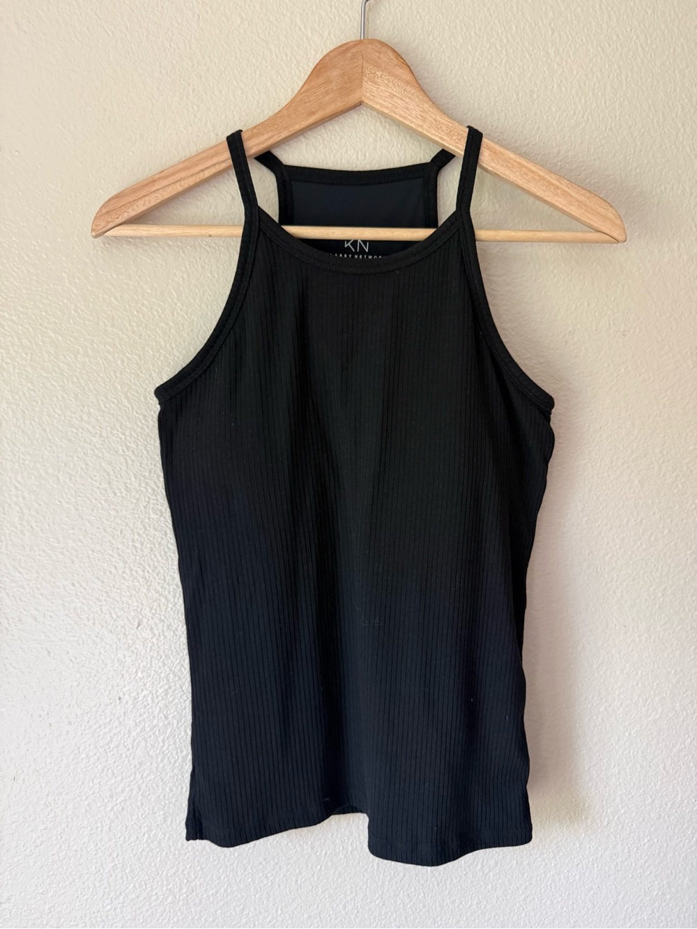 ❇️Klassy Network Black Ribbed Double Strap High Neck Tank Top❇️